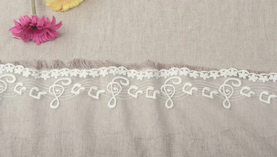 Вышитая вышитая ткань сделай сам белая черная хлопковая кружевная отделка