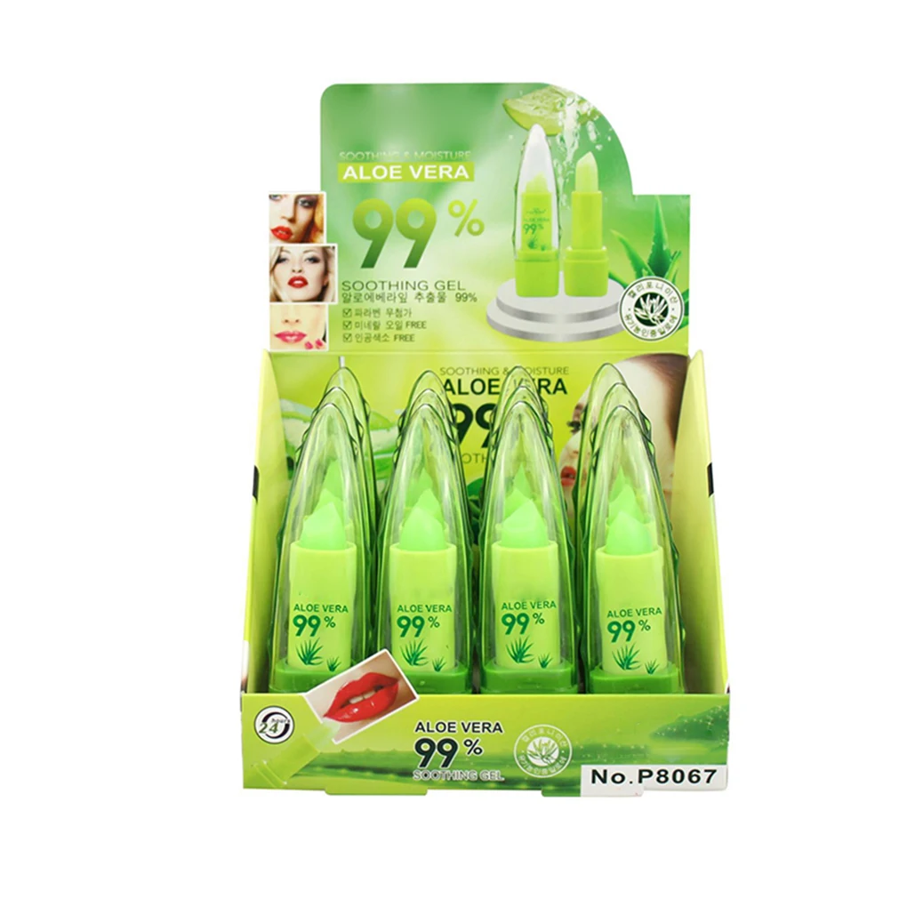 

Natural Aloe Moisturizing Lip Balm Temperature Change Color Natural Pink Protection Lip Makeup Cosmetics