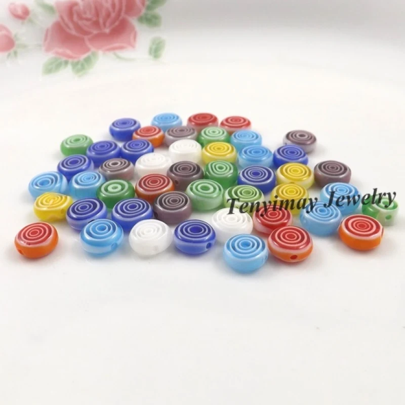 8 мм продолговатые круглые стеклянные бусины смешанных цветов дизайн с