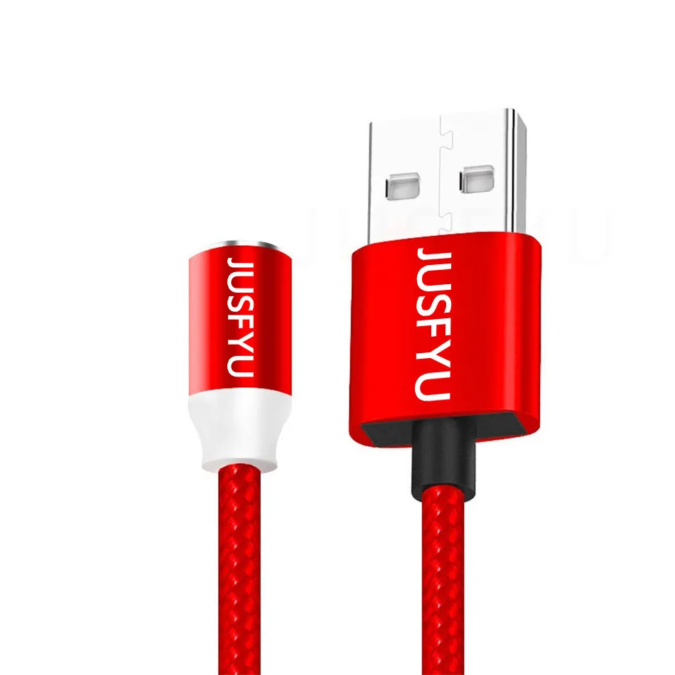 Only Red Cable 360 светодиодный Сильный магнитный кабель для мобильных телефонов iPhone 6 7 8 X Android Micro usb type C мульти-технологический зарядный кабель - Цвет: Only Red Cable
