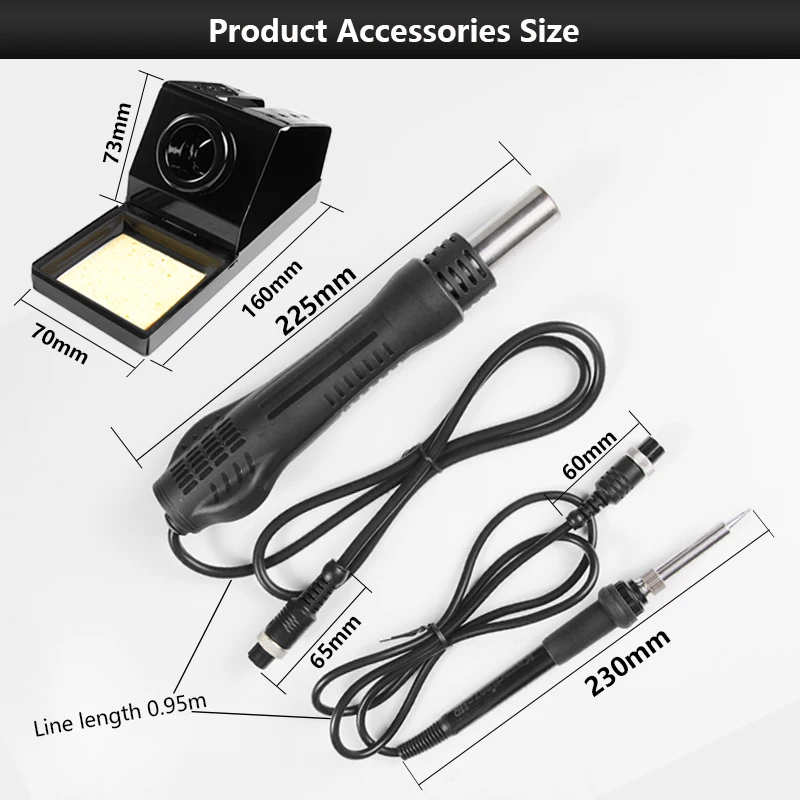 Паяльная станция Handskit 750 Вт 8586 2 в 1 с цифровым термофеном ESD паяльная SMD