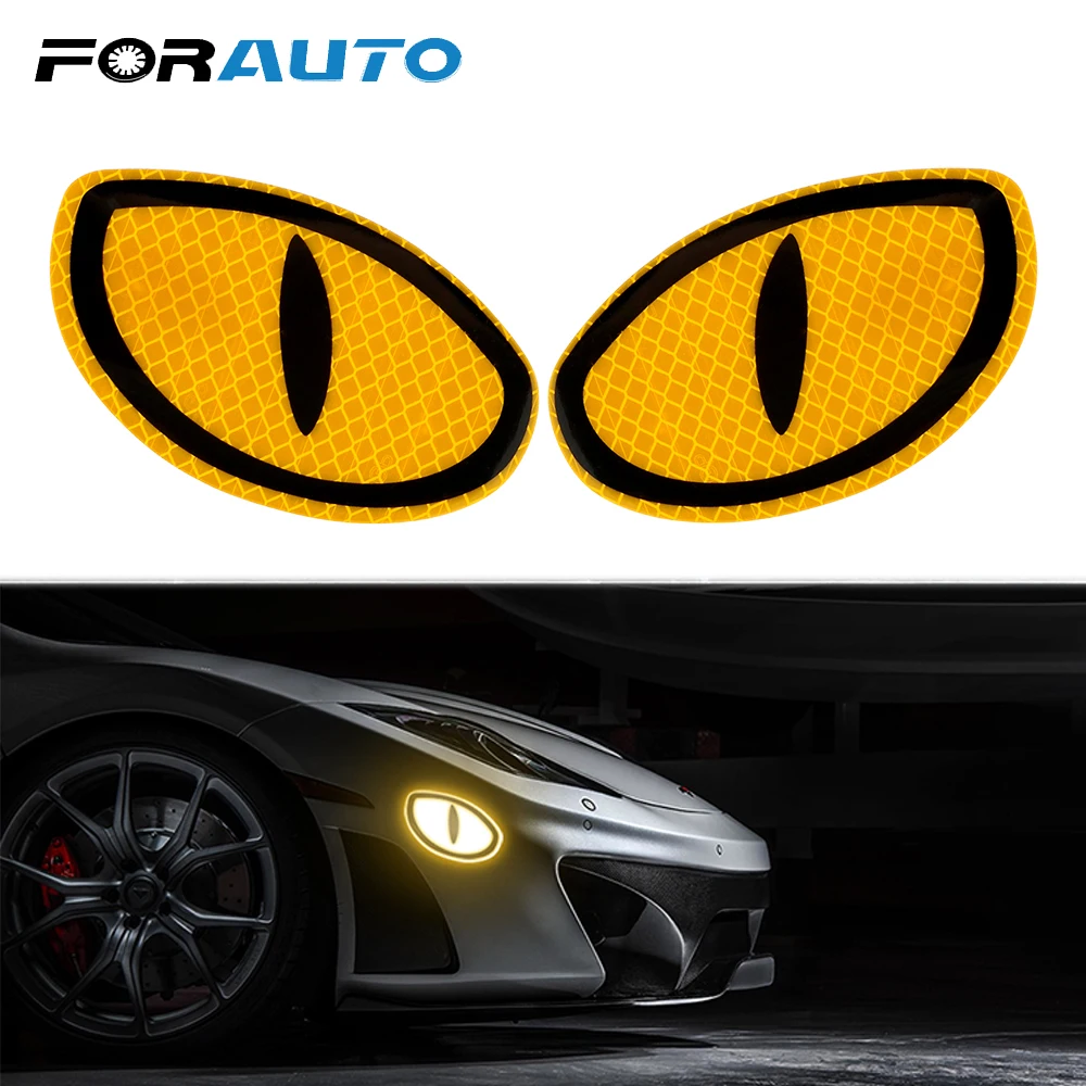 FORAUTO, 2 шт., Светоотражающая наклейка для автомобиля Предупреждение льная лента, форма глаз, светоотражающие полоски, знак безопасности, Защитная Наклейка на дверь