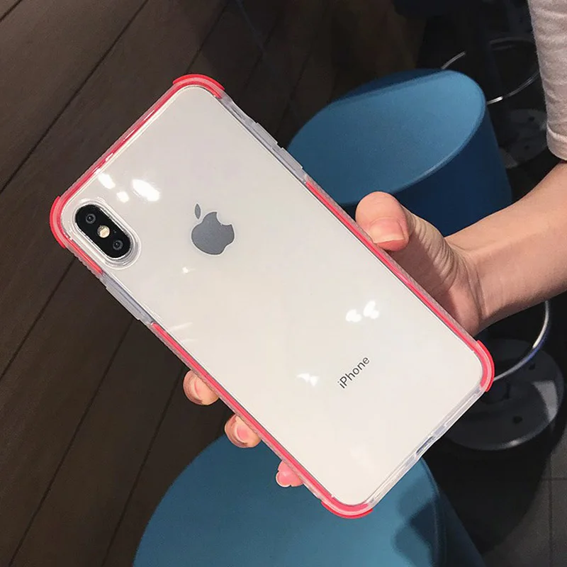 Red Lovebay противоударный чехол для iPhone X 7 8 6 6S Plus XR XS Max Прозрачный Красочный силиконовый мягкий чехол для телефона TPU прозрачная задняя крышка - Цвет: Red