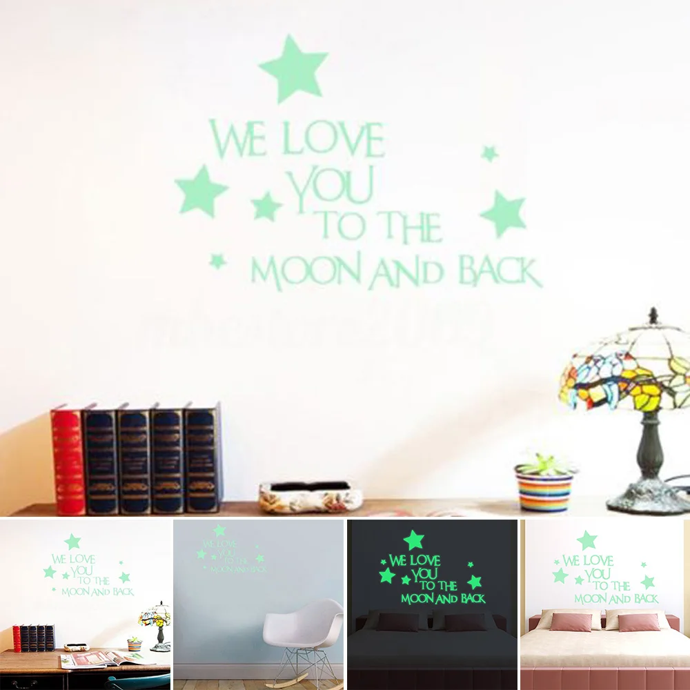Мы любим вас на Луну и заднюю звезду светится в темноте светящиеся настенные