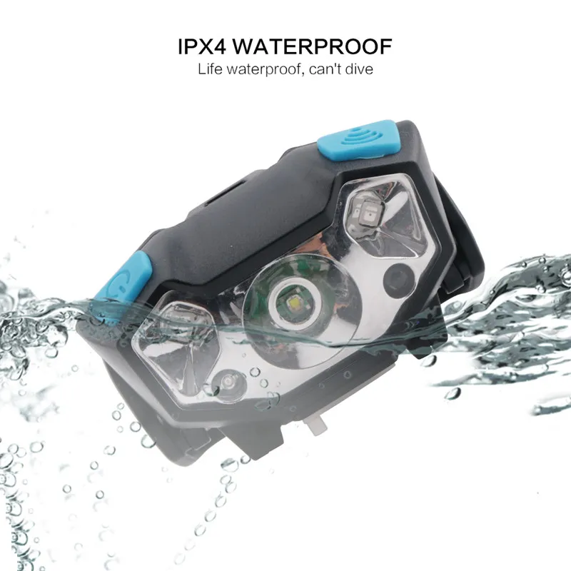 XPE светодиодный перезаряжаемый налобный фонарь белый красный Пальчиковый