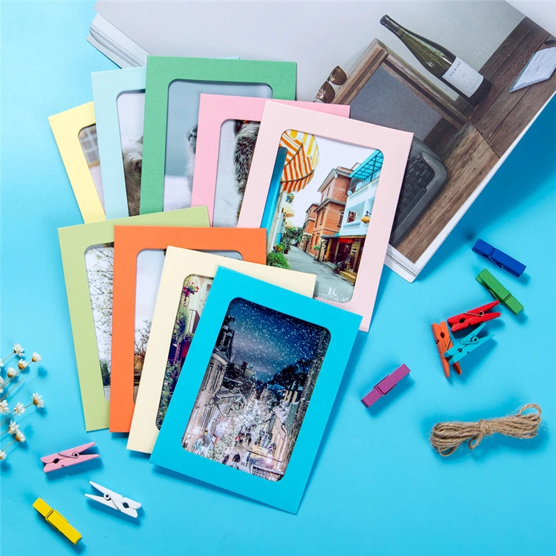 7 дюймов Настенный декор DIY креативная мини-бумажная фоторамка мини цветные прищепки шпагат декоративная домашняя 9 рамок