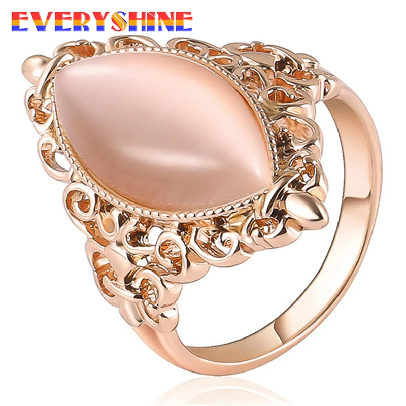 EVERYSHINE, женское овальное кольцо, модное, розовое золото и серебро, Золотое наполненное ювелирное изделие, винтажные обручальные кольца для женщин, камень для дня рождения JR38