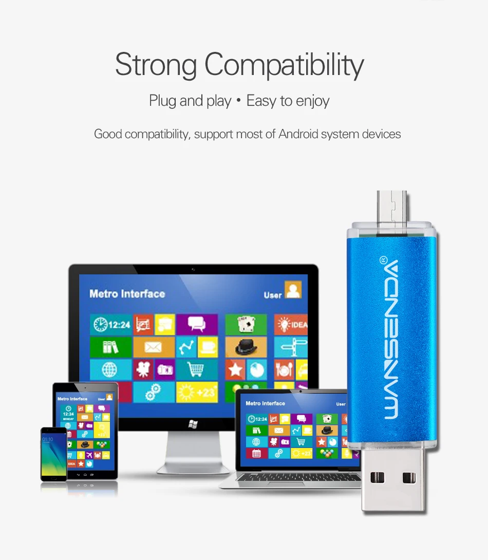 WANSENDA OTG USB флеш-накопитель 2 в 1 USB2.0 и Micro usb OTG флеш-накопитель 8 ГБ 16 ГБ 32 ГБ 64 Гб 128 ГБ 256 Гб флешки карта памяти