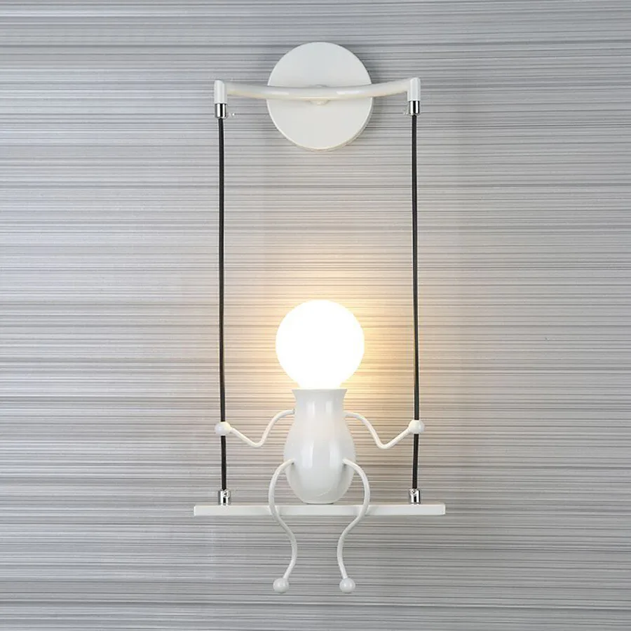 5W White1 Простой Модный креативный мультяшный маленький человек настенный светильник Железный Ретро светодиодный настенный светильник для детской спальни настенный светильник для коридора светильник ing - Цвет абажура: 5W White1