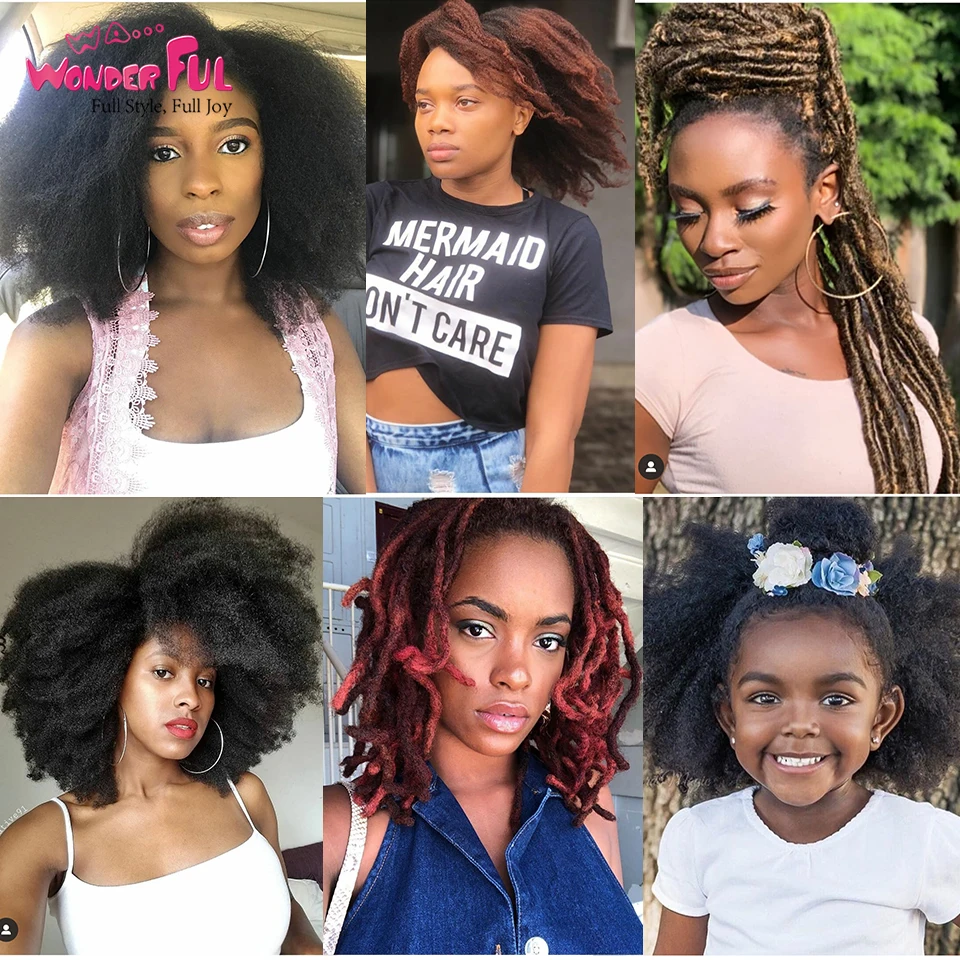 Бразильские афро курчавые объемные волосы 100% Remy человеческие для плетения без