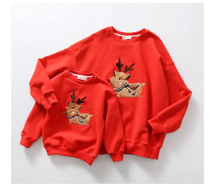 Рождественский свитер, вельветовый плотный хлопковый свитер с принтом оленя для мальчиков и девочек, новогодние одинаковые комплекты для семьи, одежда