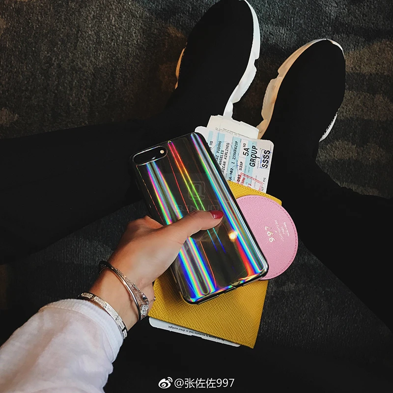 QINUO Trend Gradient Holographic Case For iPhone X XS Max XR 5 5S Se 7 8 6 6S Plus Rainbow Laser Soft TPU Back Cover Shell | Мобильные