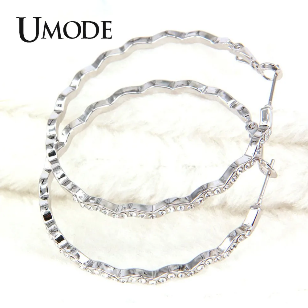 UMODE, большие круглые обручи, серьги для женщин, круглая волна, серьги Huggie, розовое золото, серебро, цвет, модные трендовые ювелирные изделия, вечерние, UE0535