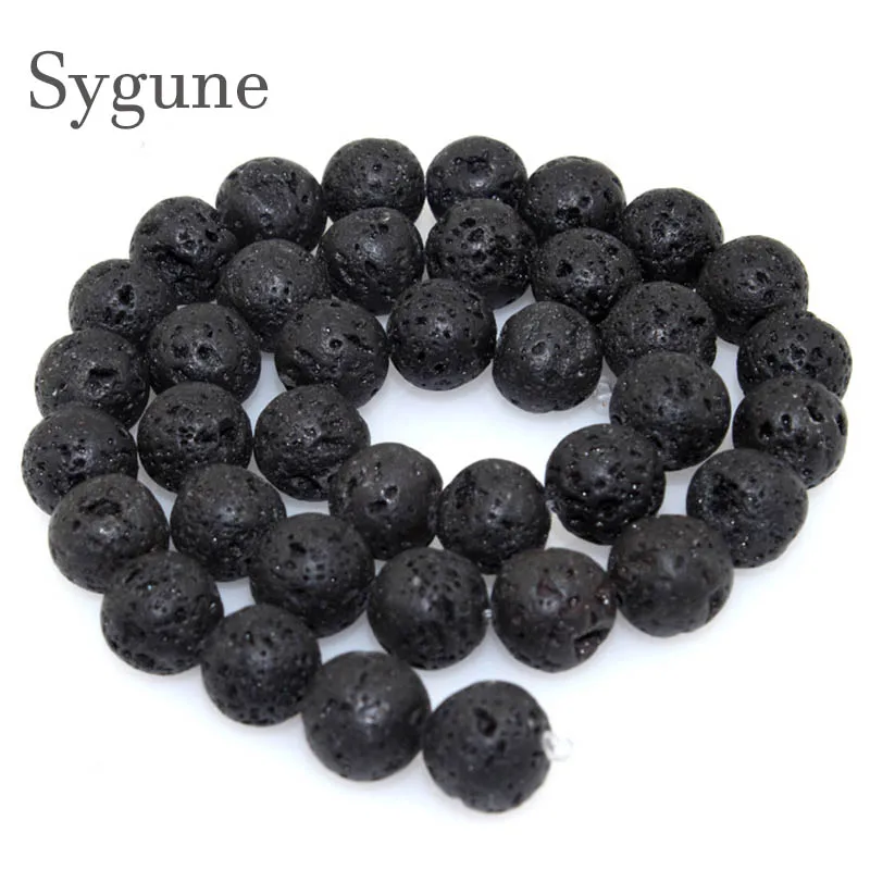 Nature Lava Stone Beads Round Volcanic-Stone Bracelets 4MM 6MM 8MM 10MM 12MM 14MM Black Color DIY Jewelry Wholesale | Украшения и