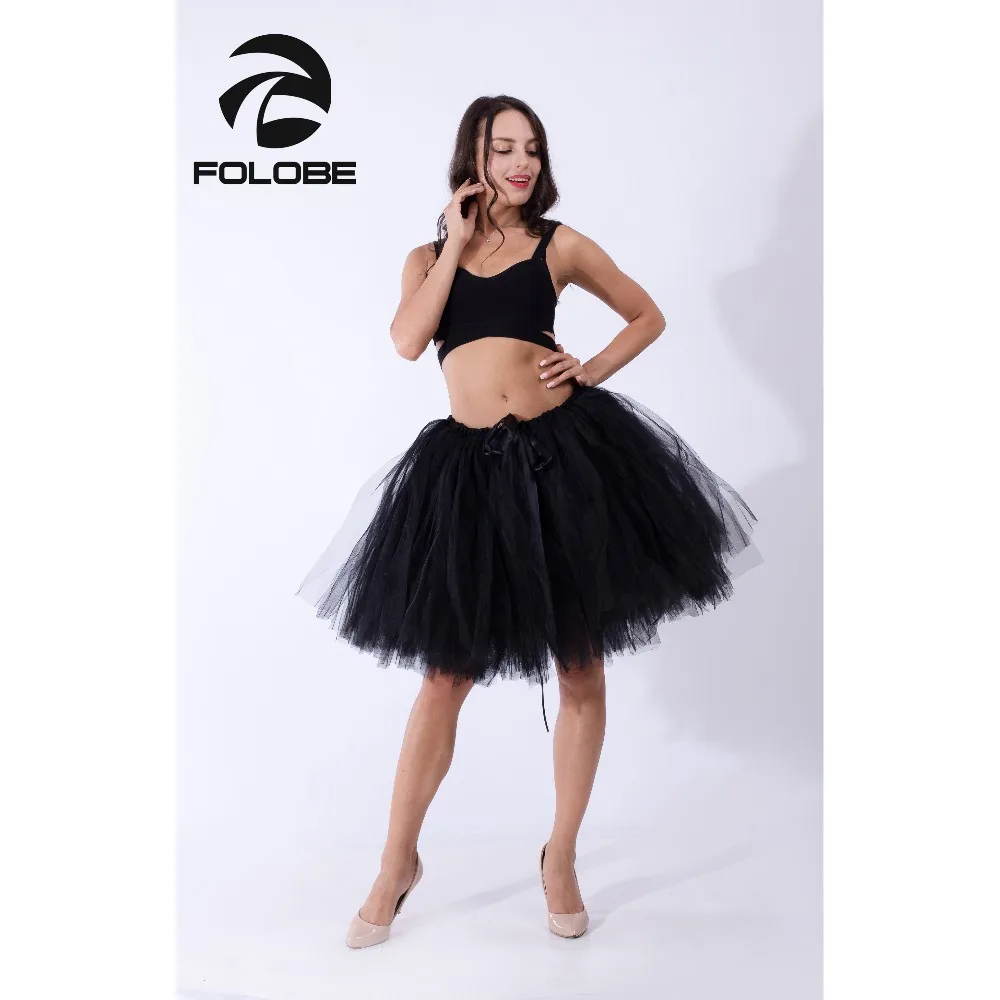 FOLOBE/черные юбки пачки ручной работы из тюля средней длины Женские Бальные