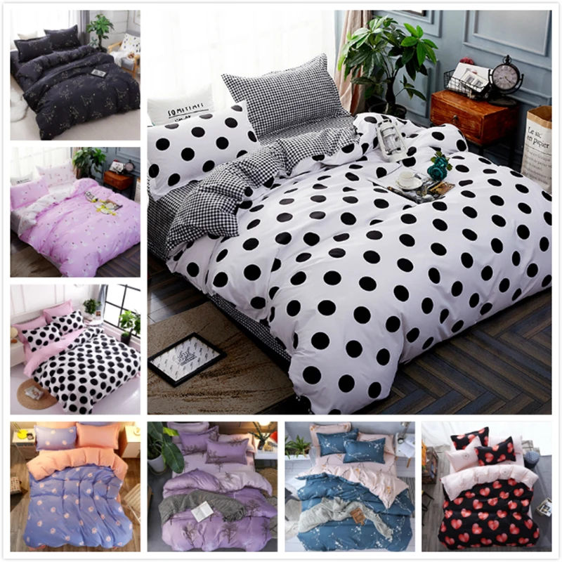 Черно белый узор в горошек креативное одеяло пододеяльник 3/4 шт Комплект