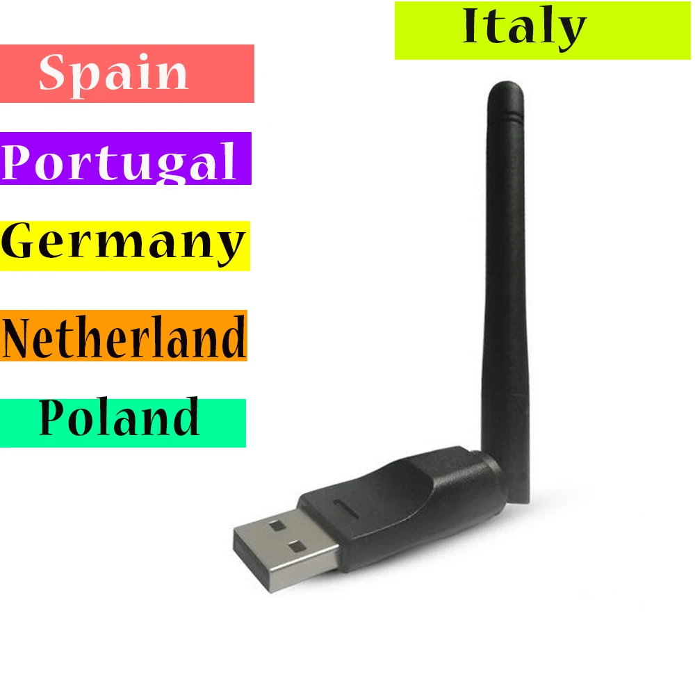 RT5370 USB Wifi Европа Cccam Cline для 1 года 7 Европа Cline для спутникового ТВ приемник каналы DVB-S2 150 м беспроводной адаптер