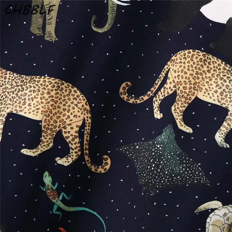 CHBBLF women chic animal pattern print blouse long sleeve notched collar female casual shirts retro tops blusa C9632 |