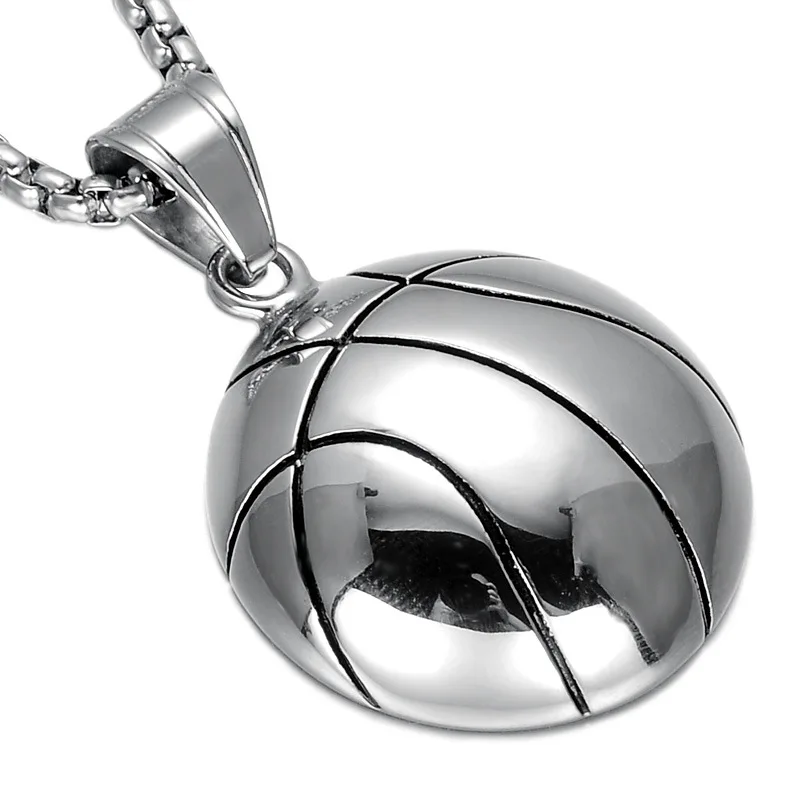 

Punk Stainless Steel Basketball Pendant Necklace Women Men Sport Team Jewelry