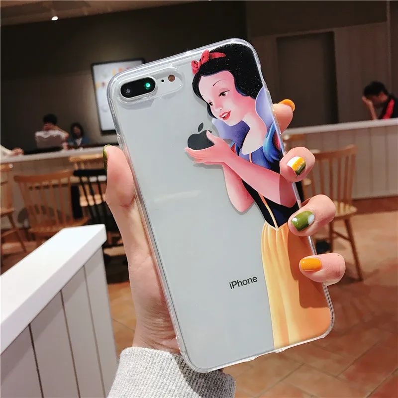 Cute Cartoon Snow White Case For iphone X XS MAX XR 7 6 6S 8 Plus Soft Silicon Clear Phone Funny Cat Tom Cover |