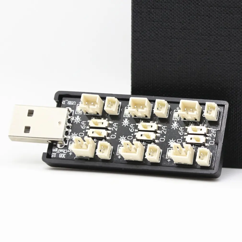 Шесть каналов USB к DC литиевая батарея 1S зарядное устройство зарядная плата перекрестная машина аксессуары черный цвет