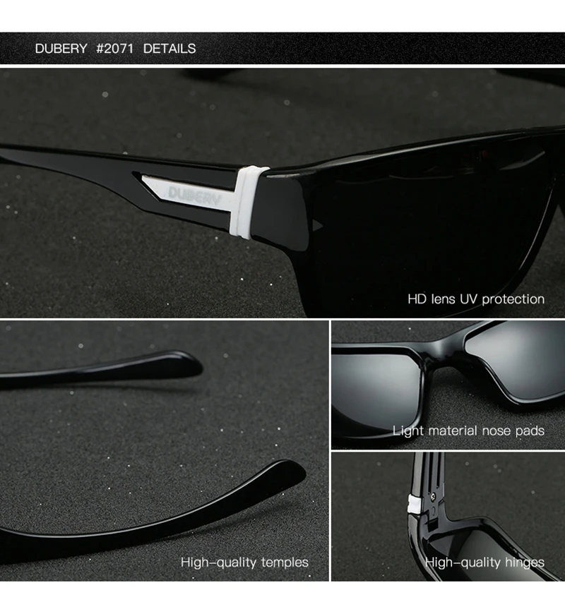 DUBERY Polarized Sunglasses Men Driver Sport Sun Glasses Brand Designer For Male Driving Fishing Goggles UV400 Oculos de YQ573
