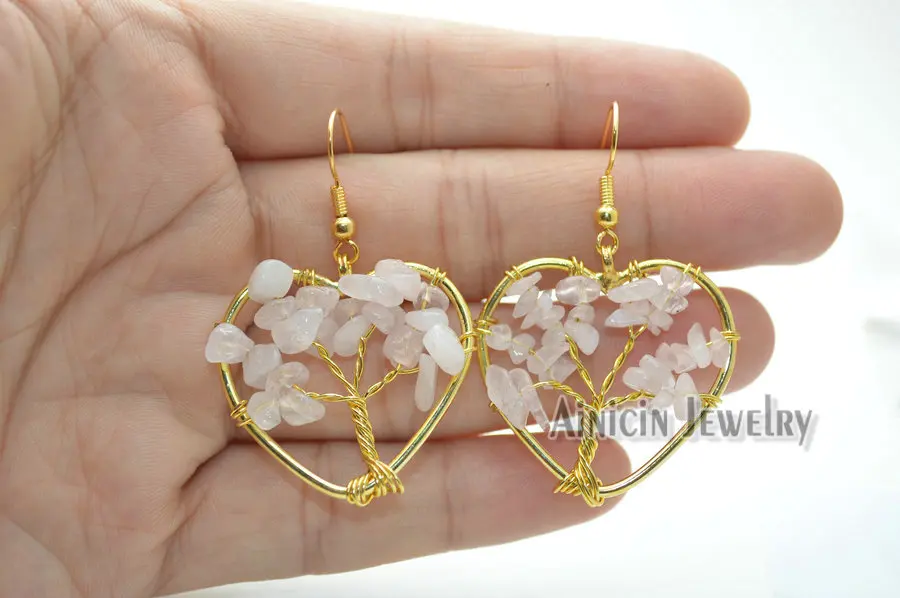 Золотой натуральный серебристый цвет розовый КВАРЦЕВЫЙ ручной браслет Дерево