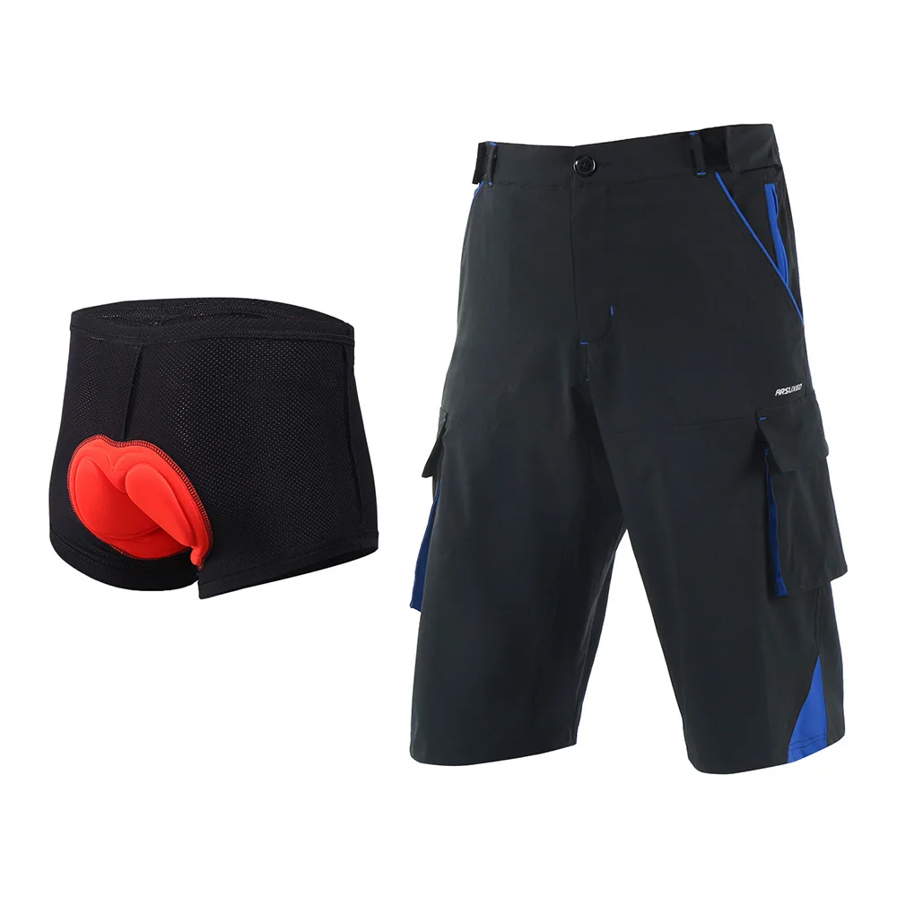1708 blue with pad ARSUXEO мужские спортивные для улицы свободные подходят велосипедные шорты горные мужские спортивные шорты велосипедные шорты походные рыболовные шорты 1708 - Цвет: 1708 blue with pad