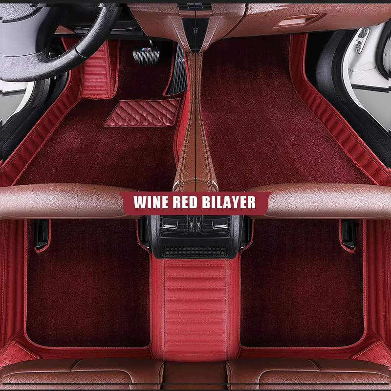 Индивидуальные автомобильные коврики для Porsche, все модели Cayman Macan Panamera Cayenne Boxster 718, аксессуары для стайлинга автомобилей, двухслойные - Название цвета: floor mat double r