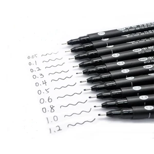 Набор из 10 черных тонких линеров для инженерного графического дизайна, анимации, ручной рисования, подписи