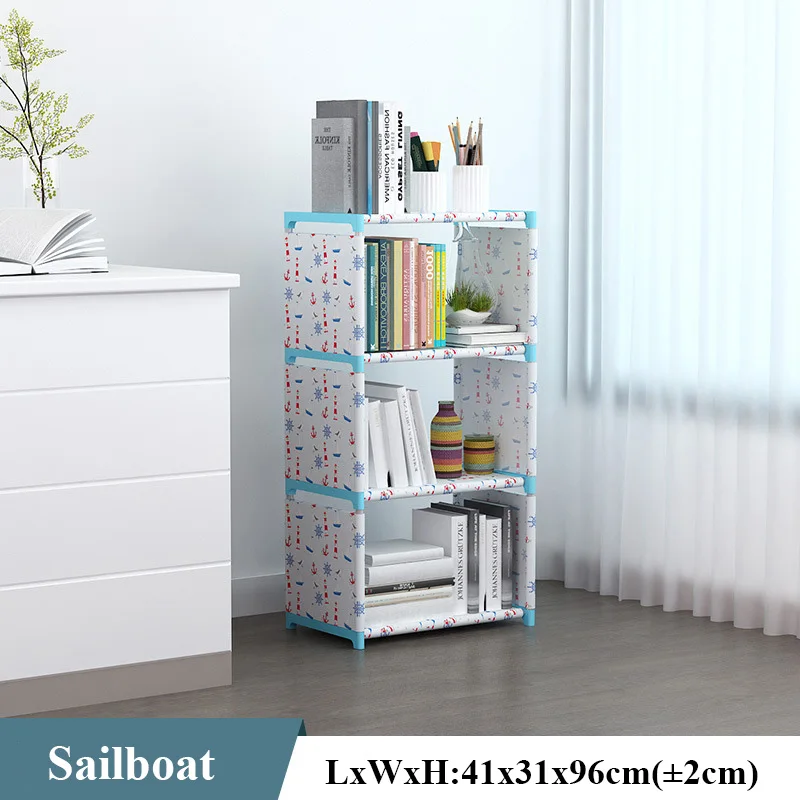 Sailboat 4L A Многослойная простая книжная полка нетканый настенный шкаф для хранения мелочей может быть перемещен книжный шкаф креативное Современное украшение дома - Цвет: Sailboat 4L A