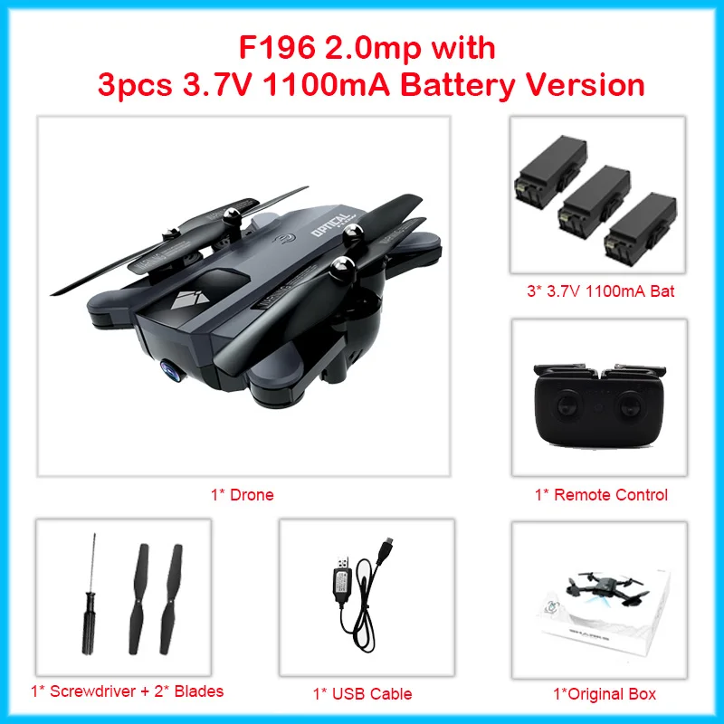 F196-1100mA-3B WI-FI fpv-камера на дроне gps F196 X192 20 минут длинные Летающий оптического потока Дроны с камерой HD RC вертолет V SG900 Syma x5C игрушки - Цвет: F196-1100mA-3B