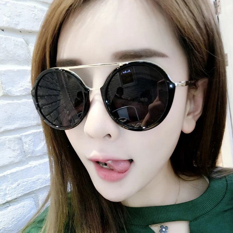 2017 круглое зеркало Солнцезащитные очки для женщин Для из металла Рамки Брендовая