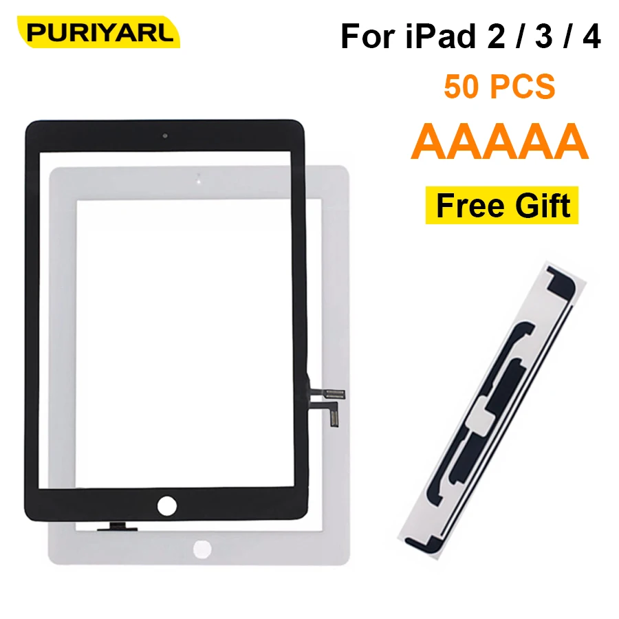 50 шт ААА + высокое качество Сенсорный экран Digitizer Замена для iPad 2/3/4 спереди Дисплей
