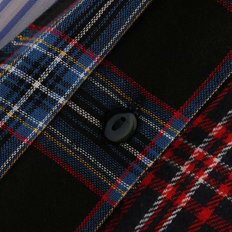 Wonder 2018 new autumn Vintage Plaid Patchwork Asymmetric Loose Tops Blouses Lapel Collar Long Sleeve Shirts Casual Blusas Mujer | Женская