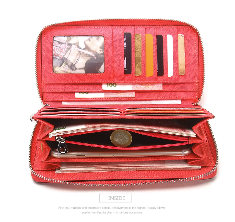 Hengsheng акция красный женский кошелек Модный Женский Длинный из натуральной кожи