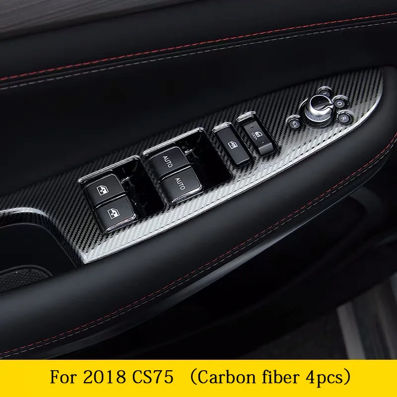 Carbon fiber Аксессуары для стайлинга автомобилей Changan CS75- Кнопка стеклоподъемника панель управления из нержавеющей стали декоративная рамка наклейки - Название цвета: Carbon fiber