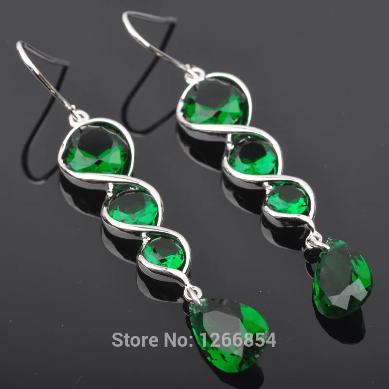 Благородный зеленый фианит для женщин посеребренные ювелирные изделия
