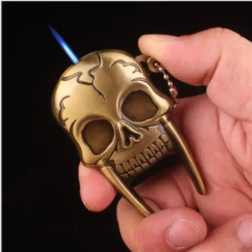 Креативная металлическая ветрозащитная газовая надувная зажигалка с прямым