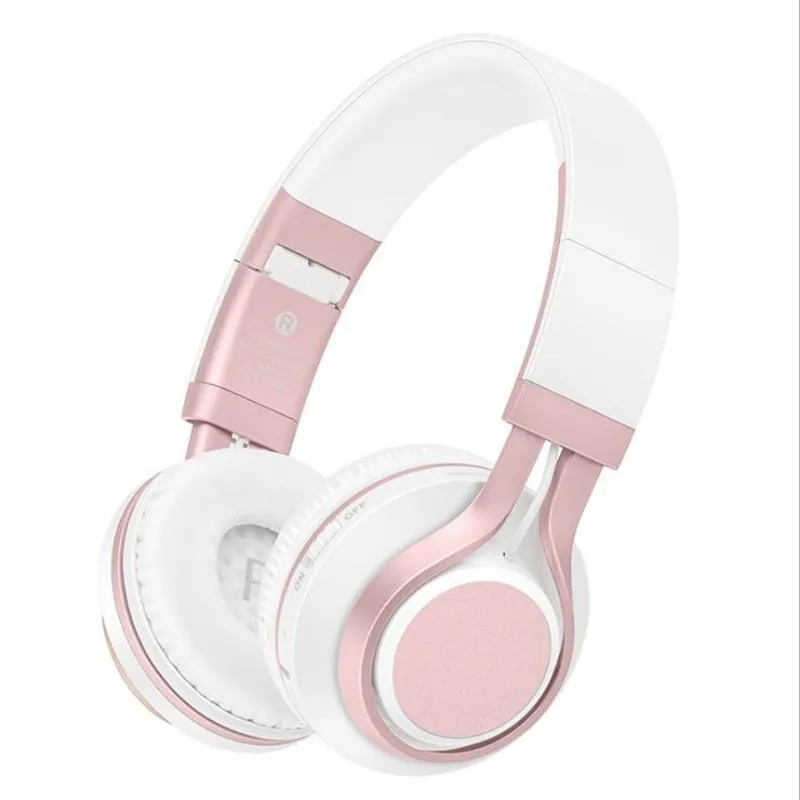 Rose Gold Тяжелый бас Bluetooth беспроводная гарнитура складная мобильный телефон музыка стерео наушники с микрофоном FM функция для iPhone samsung LG - Цвет: Rose Gold