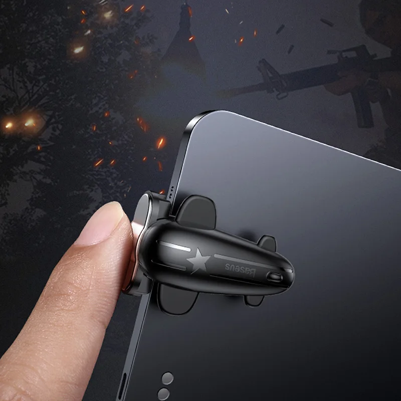Baseus PUBG игровой триггер управления устройство для Xiaomi IPad планшеты мобильный телефон игровой шутер Кнопка огня джойстик IOS Android - Цвет: Черный