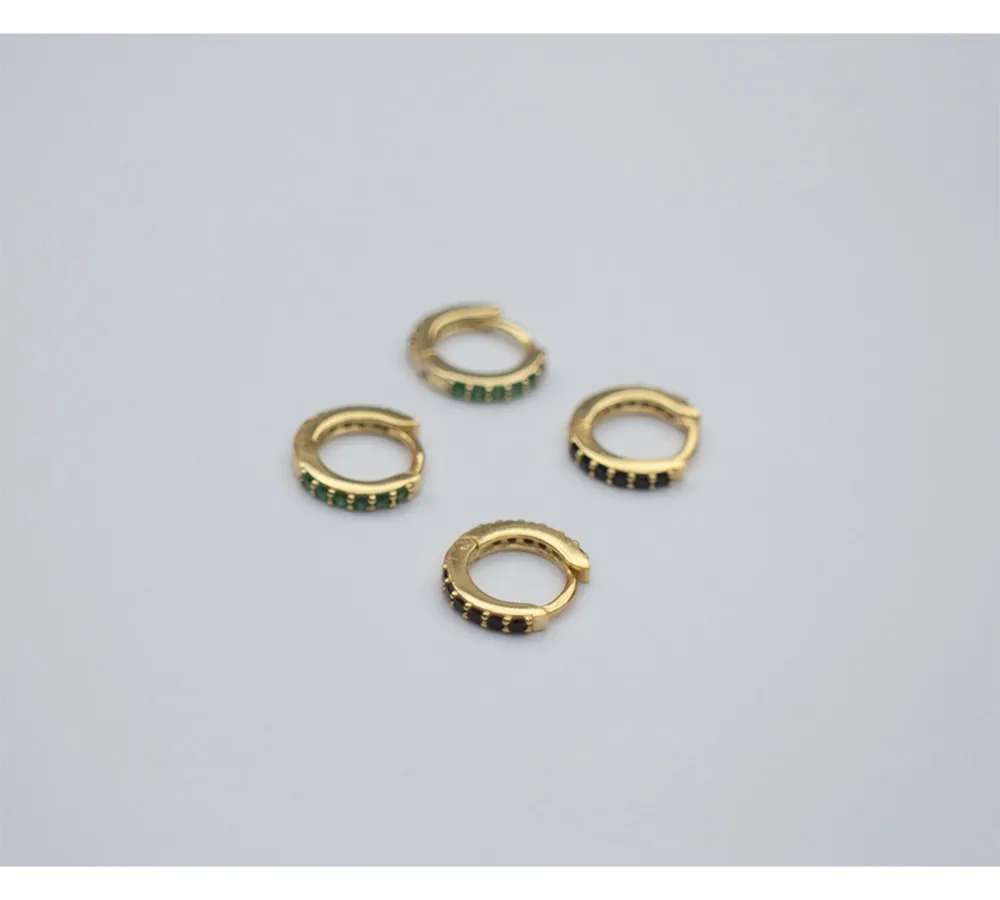 925 sterling silver earring fashion personality zircon black green ear ring ear bone buckle wild simple trend female ear jewelry