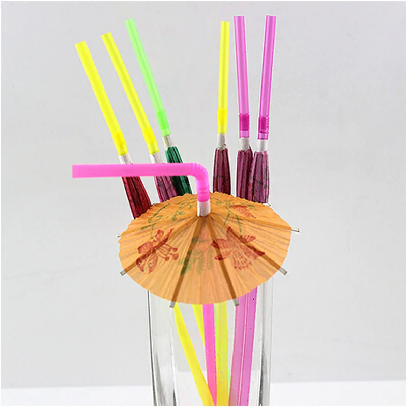 

50pcs/lot Multicolor Fireworks Umbrella Cocktail Drink Decorations Straws BBQ Hawaiian Party Kids Birthday Wedding Decoration