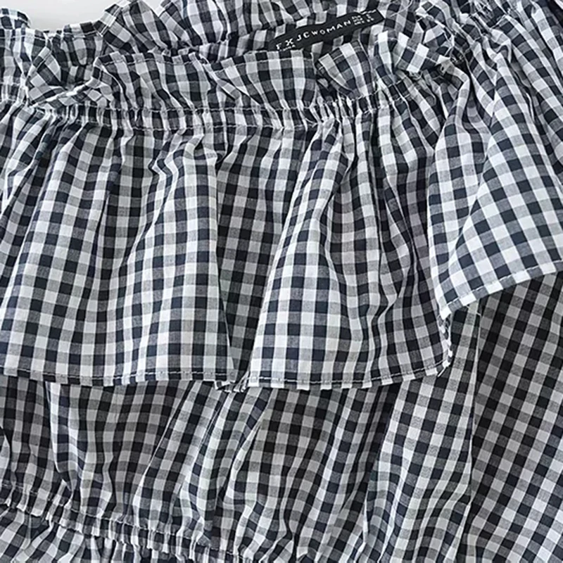 Женская модная классическая клетчатая короткая рубашка с одним плечом 2019