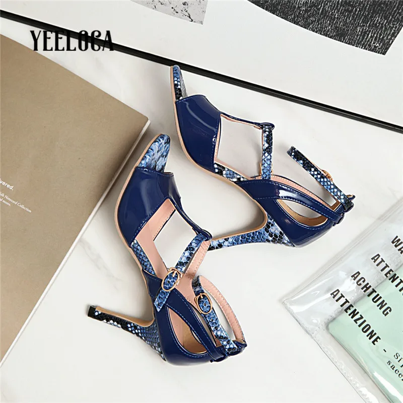 

YEELOCA 2019 women sandals summer pointed toe super high heels thin heels cross tied t-strap fashion buckle strap woman shoes
