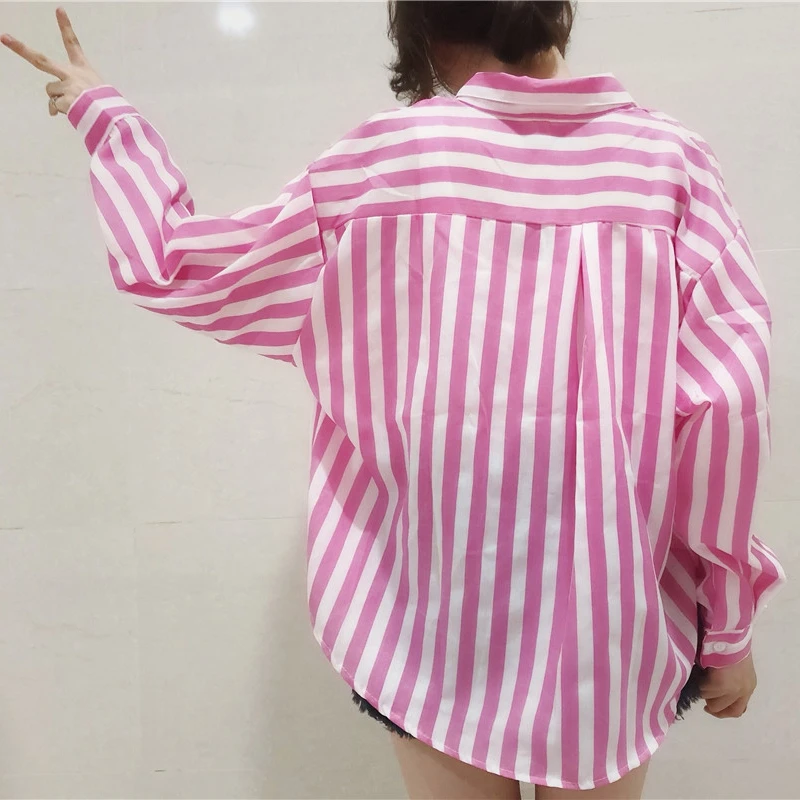 

Women Summer Blouses Girls Casual Loose Striped Blouses Shirts Tops Long Sleeve Shirts Ladies Tops Tees Blouse Plus Size