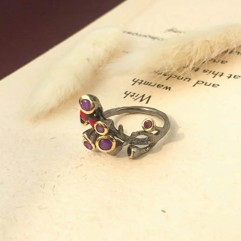 CSJ Original Design Amethyst Rings 925 Sterling Silver for Women Party Wedding Engagement Gift Fine Jewelry | Украшения и