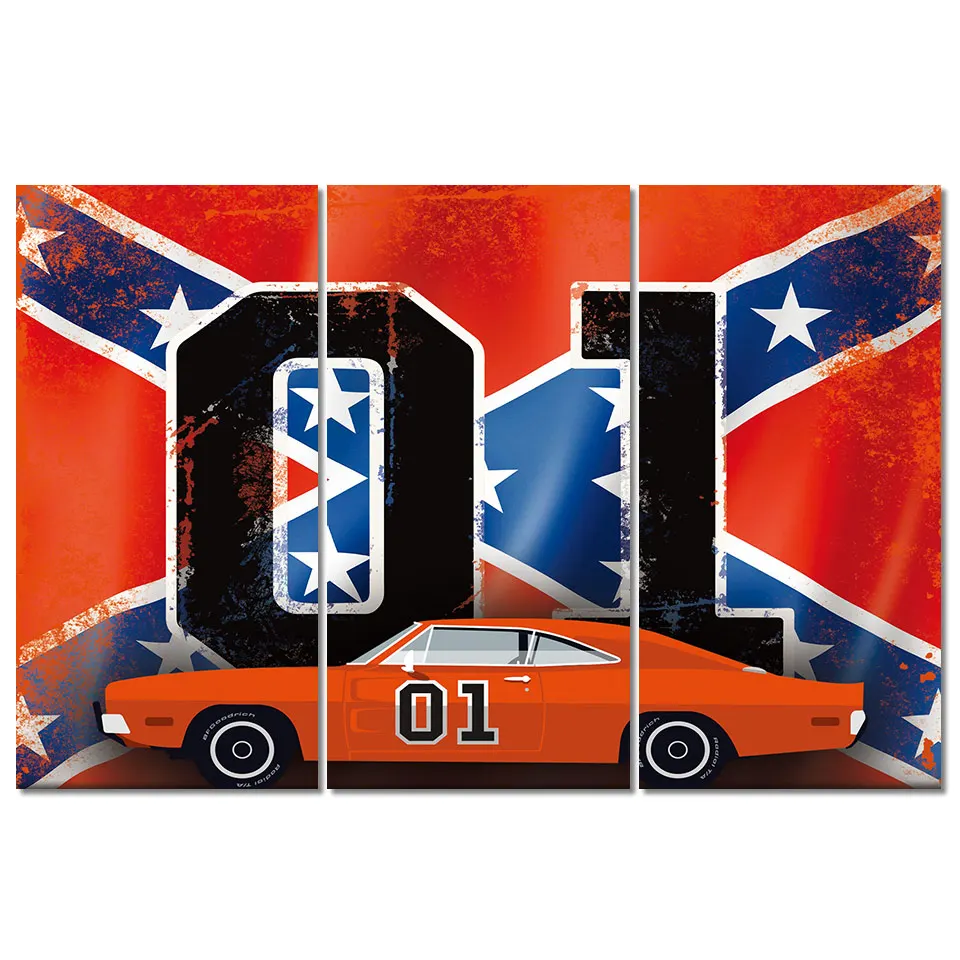 

Artsailing HD Printed 3 Piece Canvas Art Red Car With X Flag Canvas Prints Printing Pictures Posters and Prints For Wall Decor