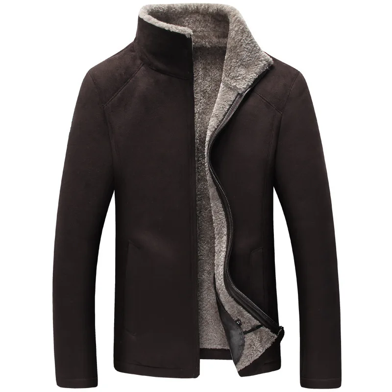 Newbang бренд Для мужчин зимние кожаные Куртка коричневая кожаная куртка большой