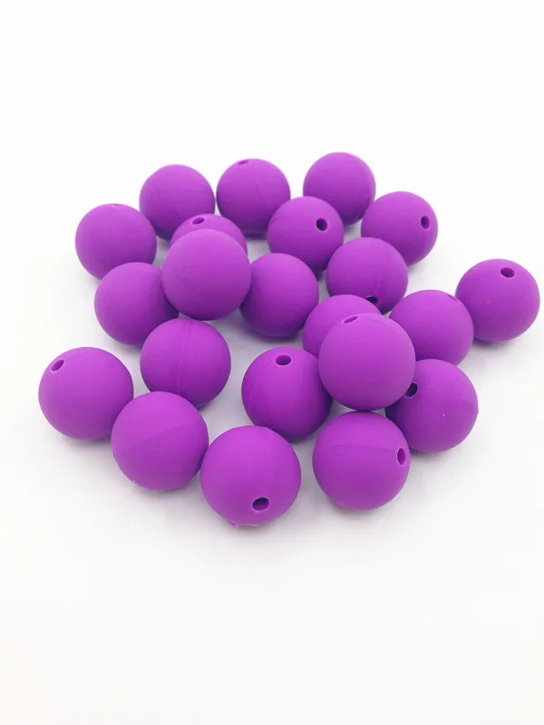 purple Силиконовые Прорезыватели круглые 15 мм бусины оптом детские Прорезыватели для зубов пищевой бусины из силиконовой резины - Цвет: purple